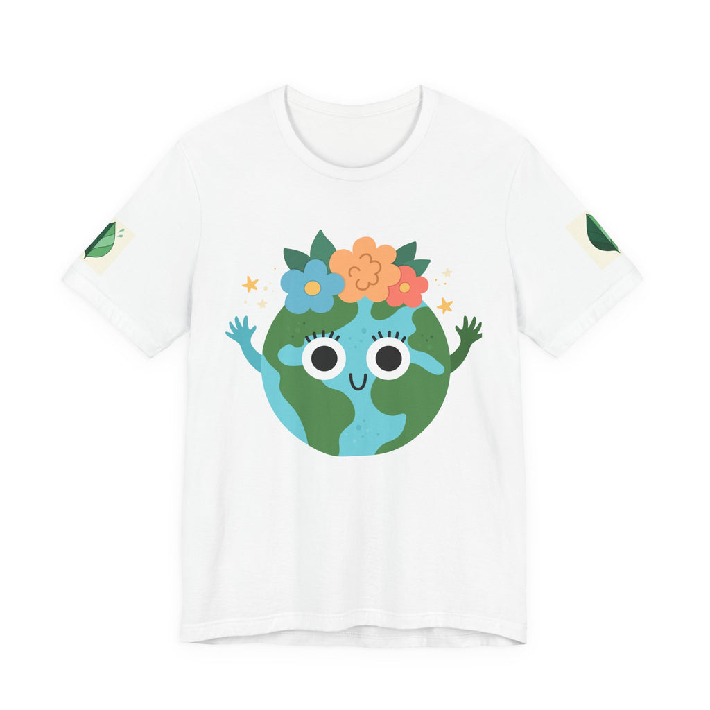Smiling Earth Unisex Tee - Eco-Friendly Whimsical Design for Nature Lovers and Environmental Advocates