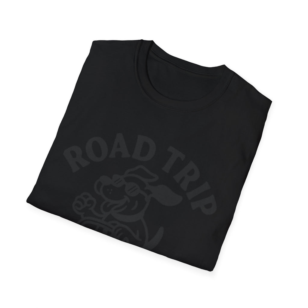 Road Trip Unisex T-Shirt with Playful Dog Graphic