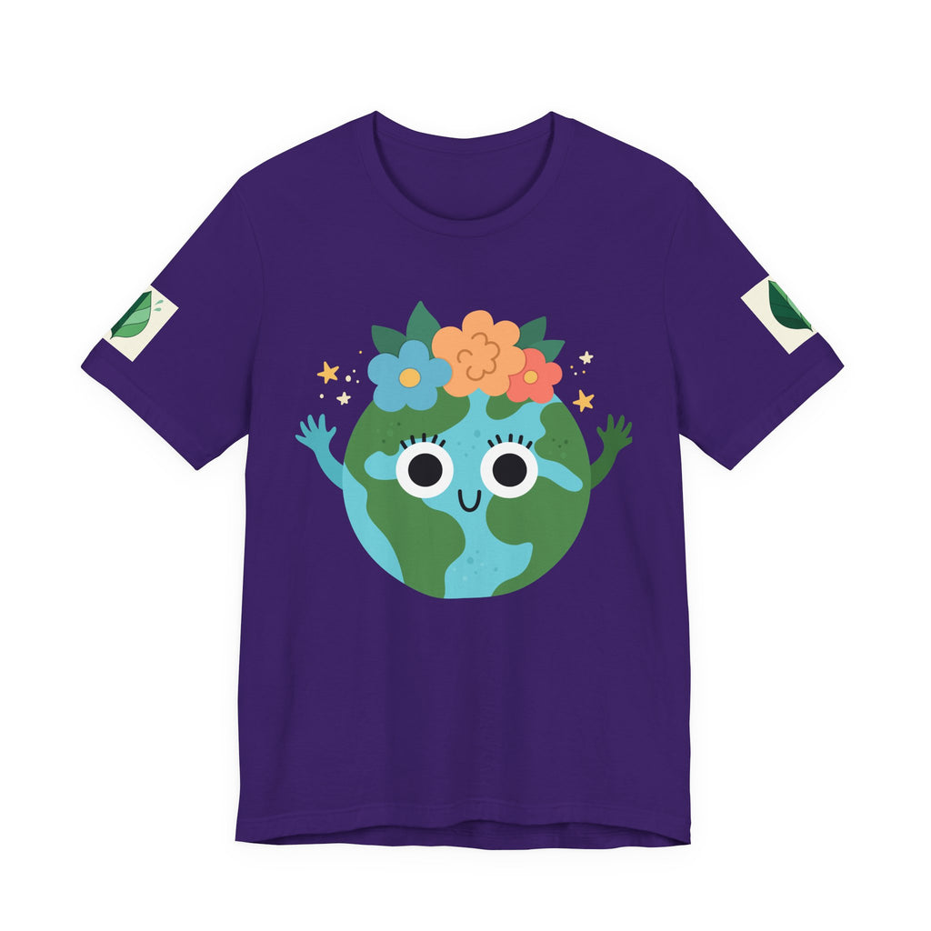 Smiling Earth Unisex Tee - Eco-Friendly Whimsical Design for Nature Lovers and Environmental Advocates