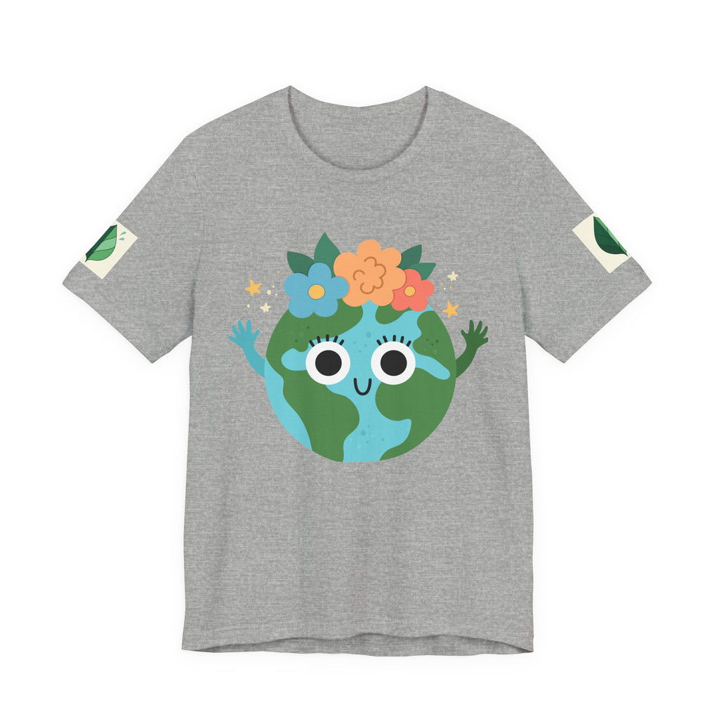 Smiling Earth Unisex Tee - Eco-Friendly Whimsical Design for Nature Lovers and Environmental Advocates