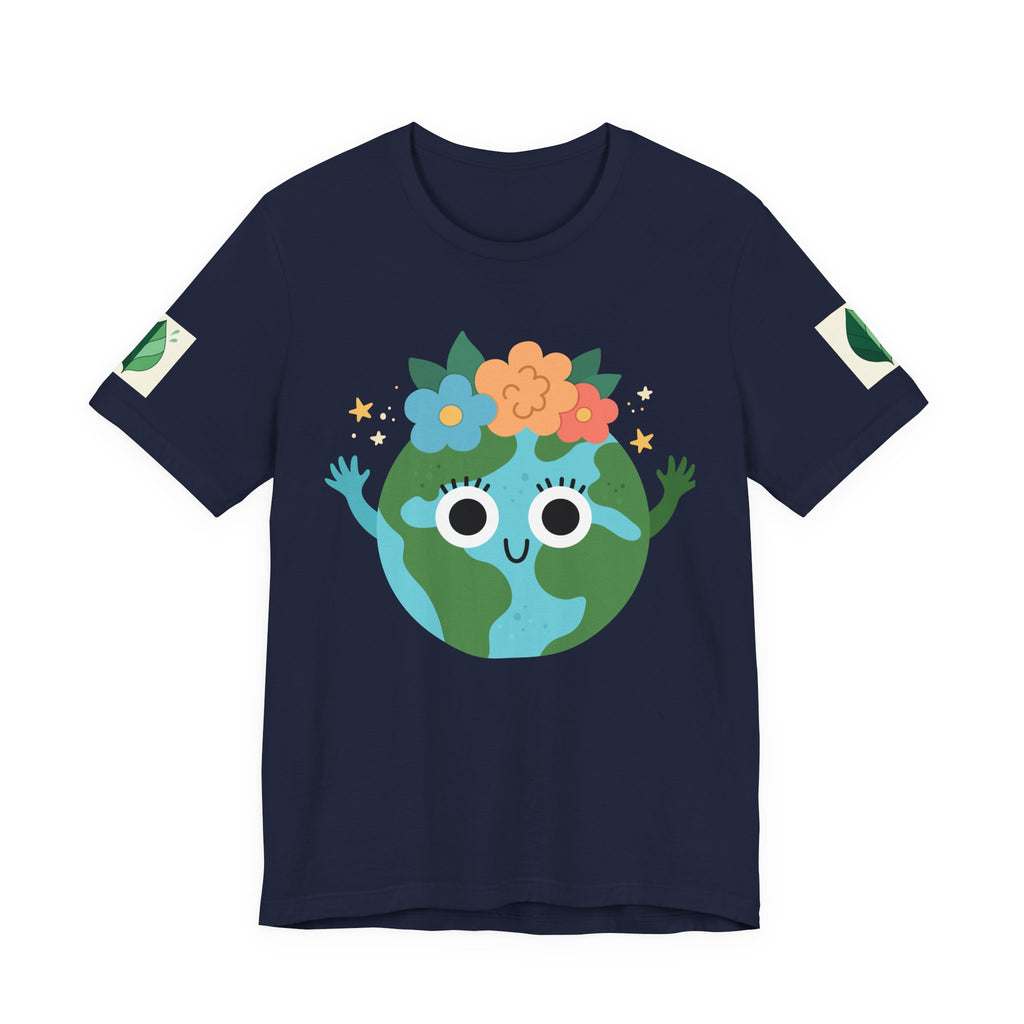 Smiling Earth Unisex Tee - Eco-Friendly Whimsical Design for Nature Lovers and Environmental Advocates