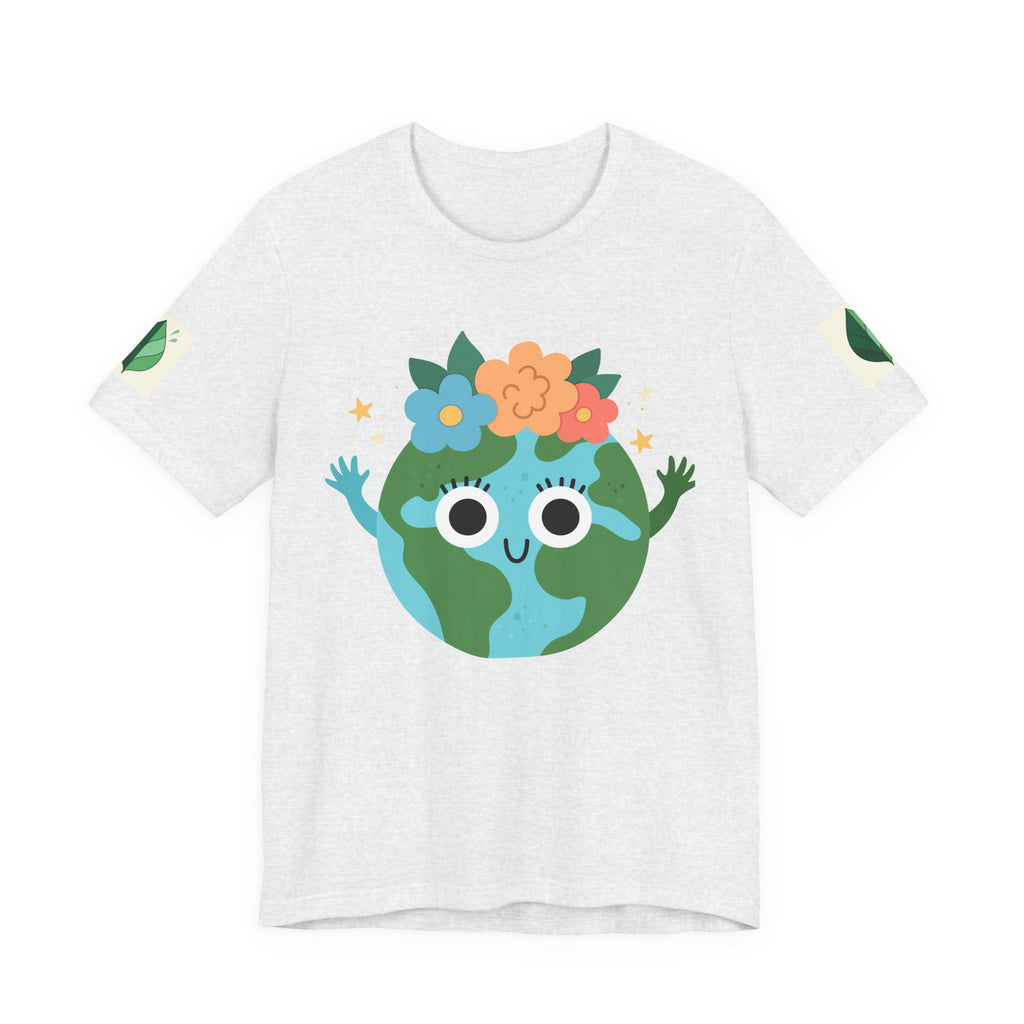 Smiling Earth Unisex Tee - Eco-Friendly Whimsical Design for Nature Lovers and Environmental Advocates