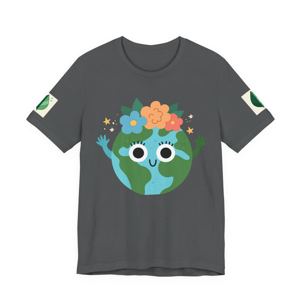 Smiling Earth Unisex Tee - Eco-Friendly Whimsical Design for Nature Lovers and Environmental Advocates