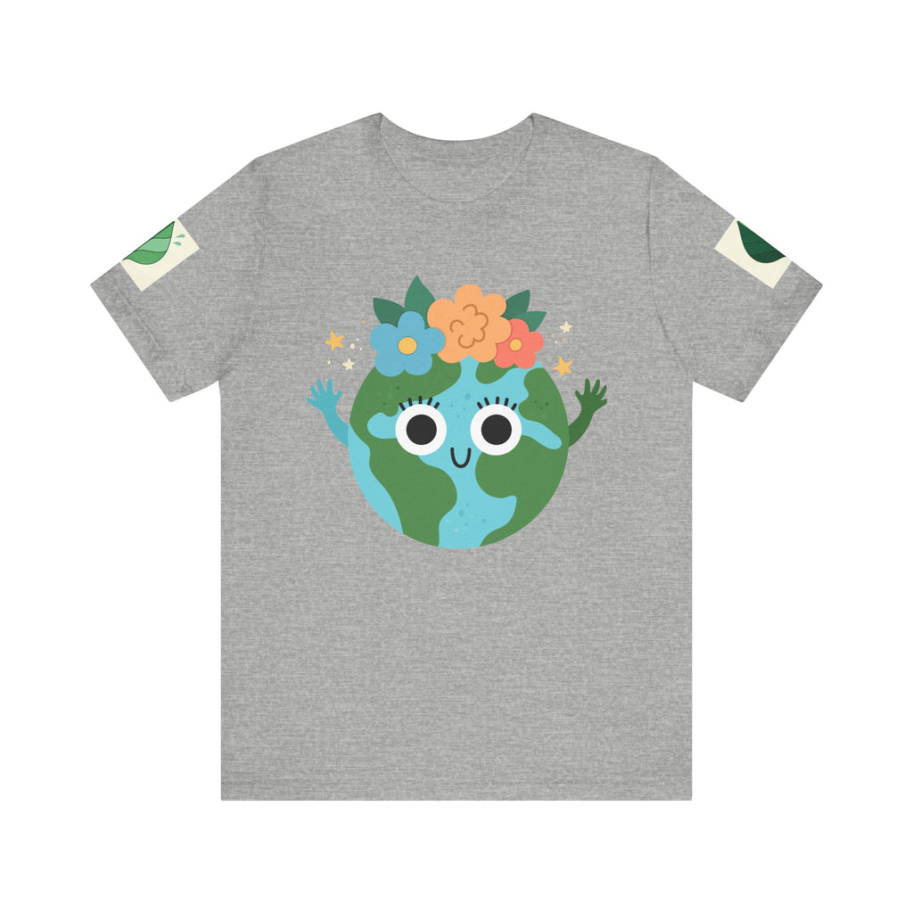Smiling Earth Unisex Tee - Eco-Friendly Whimsical Design for Nature Lovers and Environmental Advocates