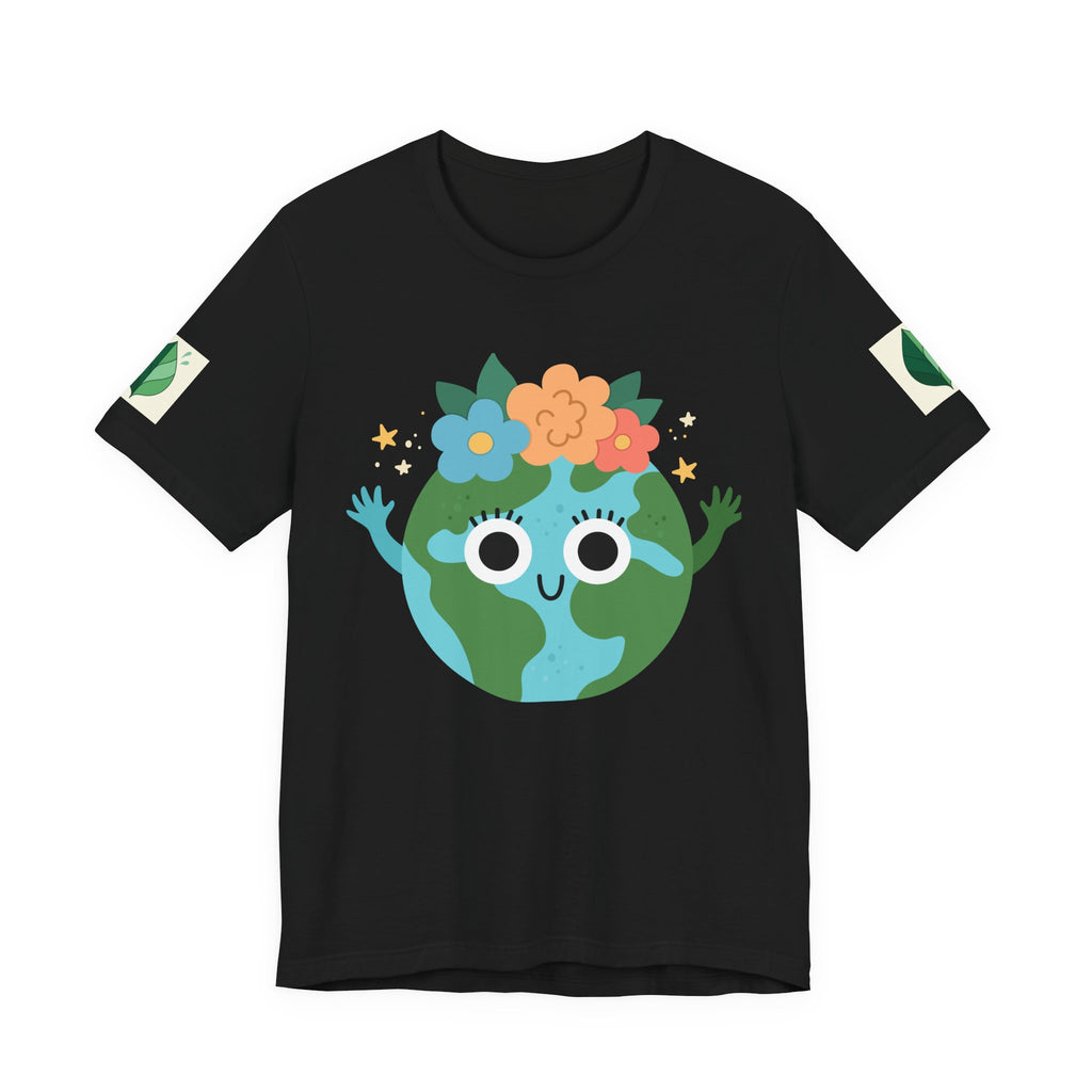 Smiling Earth Unisex Tee - Eco-Friendly Whimsical Design for Nature Lovers and Environmental Advocates