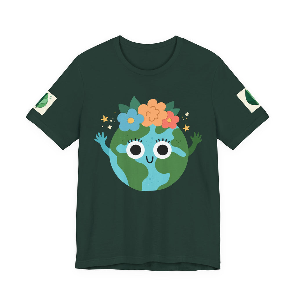 Smiling Earth Unisex Tee - Eco-Friendly Whimsical Design for Nature Lovers and Environmental Advocates