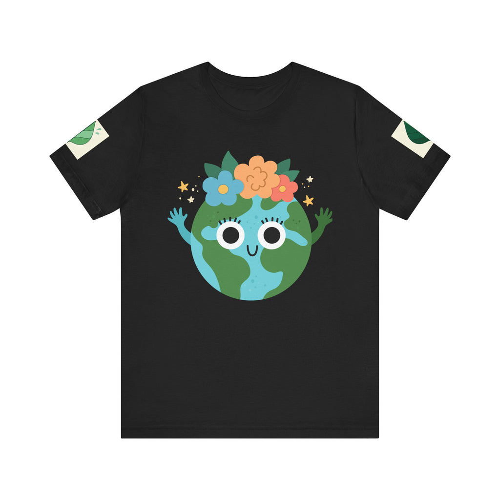 Smiling Earth Unisex Tee - Eco-Friendly Whimsical Design for Nature Lovers and Environmental Advocates